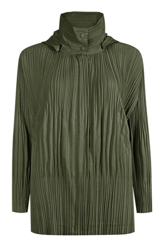 Women's Japanese Short Pleated Trench Coat –Removable Hood