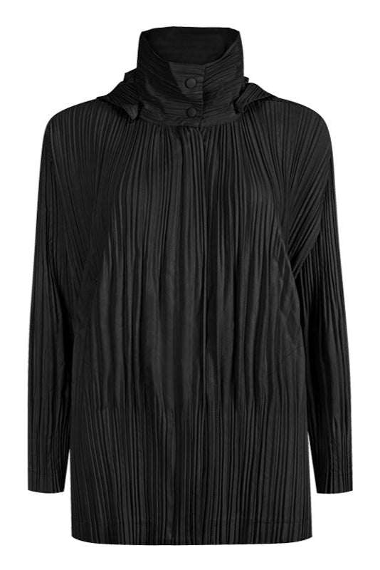 Women's Japanese Short Pleated Trench Coat –Removable Hood