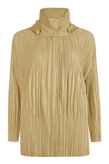 Women's Japanese Short Pleated Trench Coat –Removable Hood