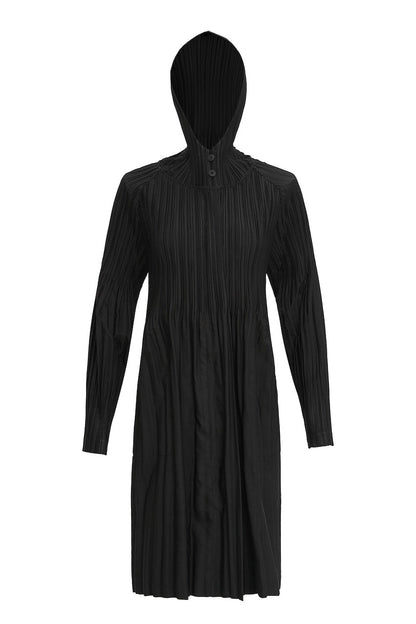 Women's Japanese Pleated Trench Coat with Hood – Lightweight & Breathable