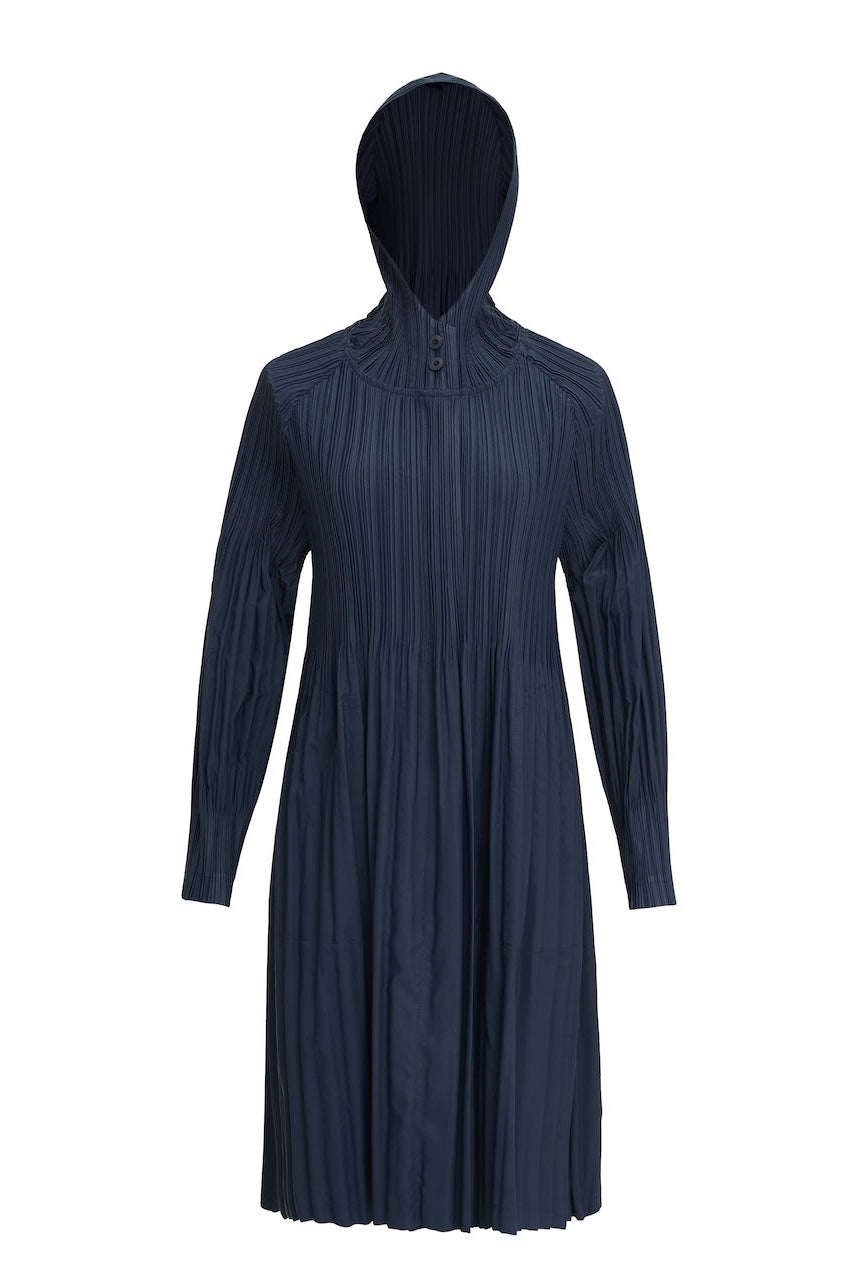 Women's Japanese Pleated Trench Coat with Hood – Lightweight & Breathable