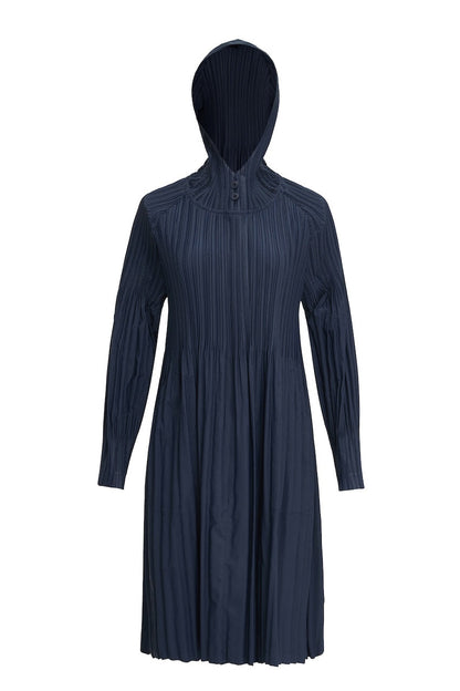 Women's Japanese Pleated Trench Coat with Hood – Lightweight & Breathable