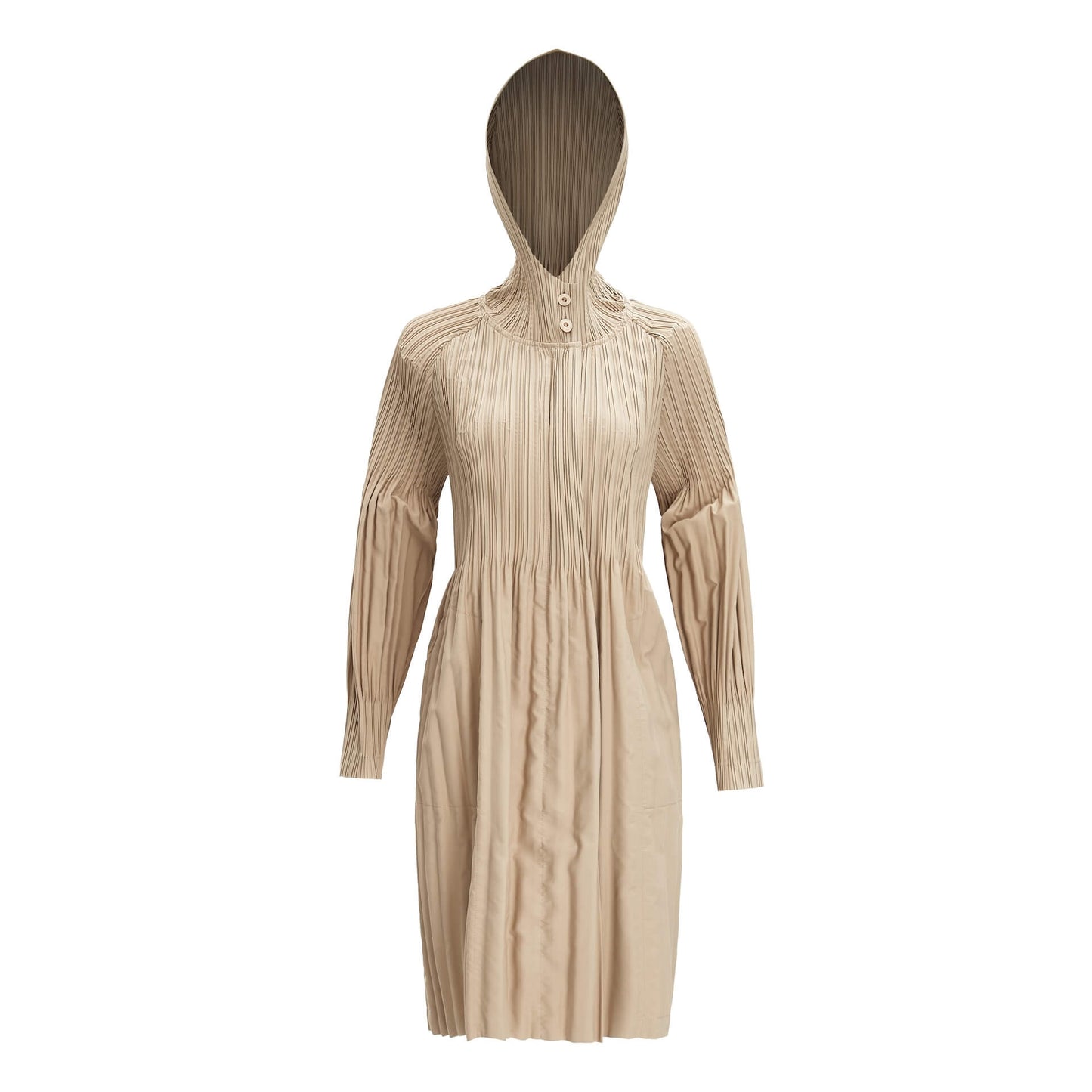 Women's Japanese Pleated Trench Coat with Hood – Lightweight & Breathable
