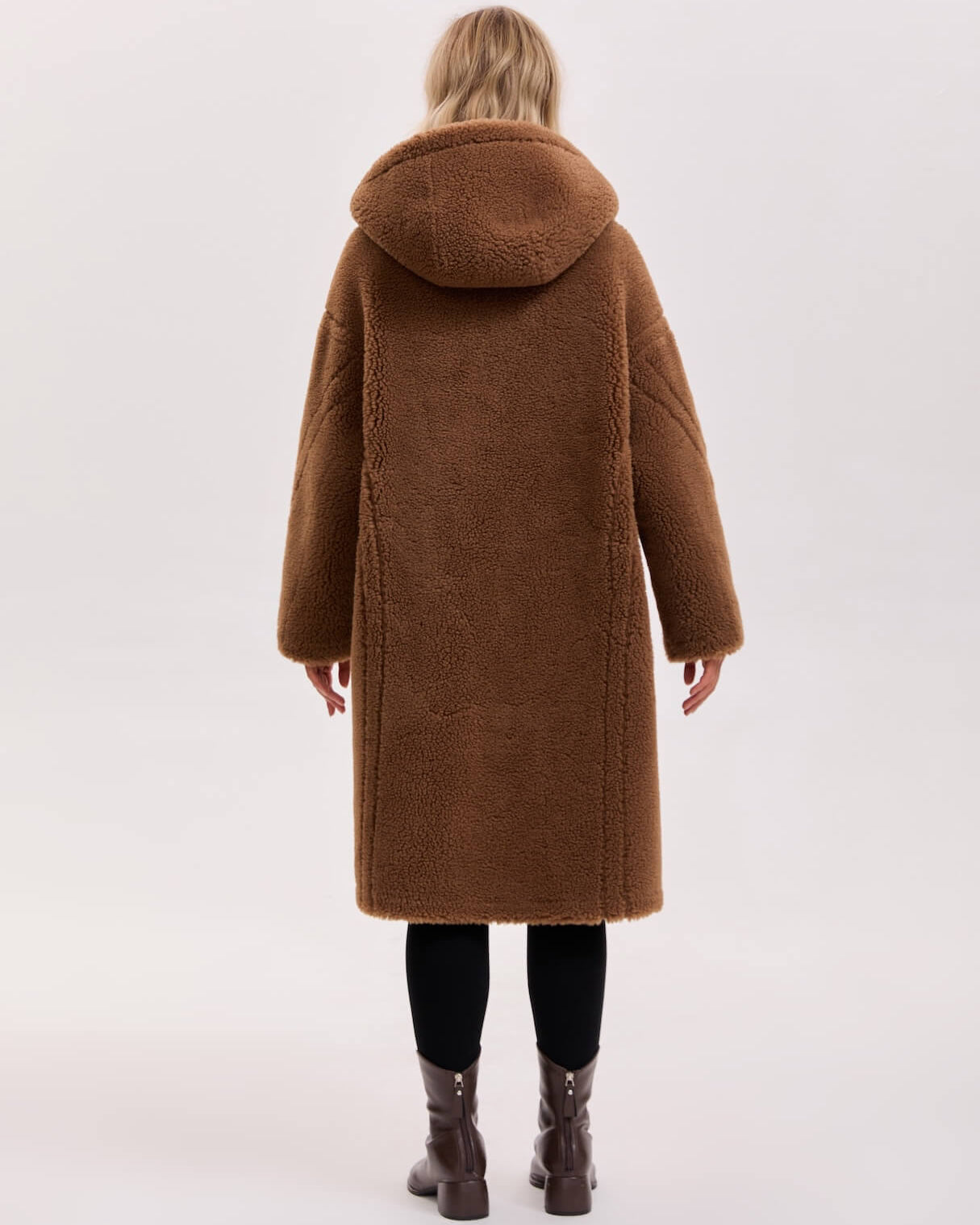 Max Mara Style Teddy Bear Icon 100% Wool&Cashmere Coat–Brown with Hood