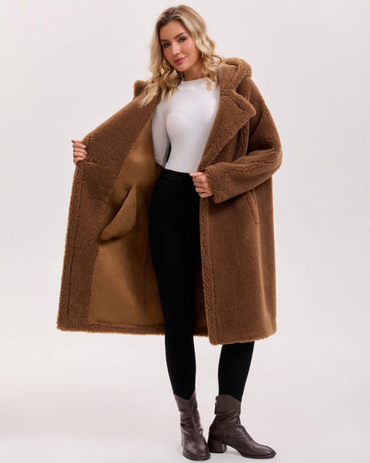 Max Mara Style Teddy Bear Icon 100% Wool&Cashmere Coat–Brown with Hood