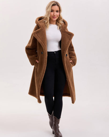 Max Mara Style Teddy Bear Icon 100% Wool&Cashmere Coat–Brown with Hood