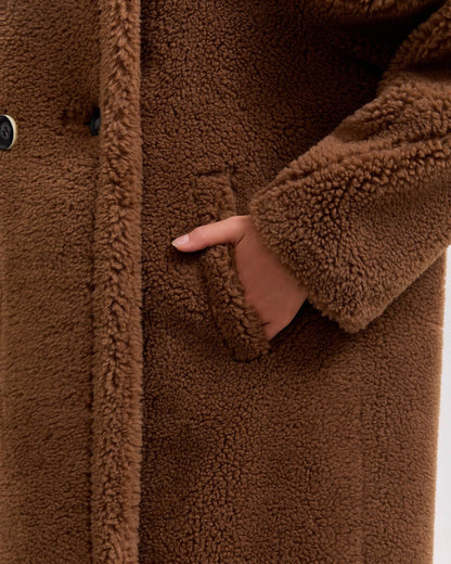 Max Mara Style Teddy Bear Icon 100% Wool&Cashmere Coat–Brown with Hood