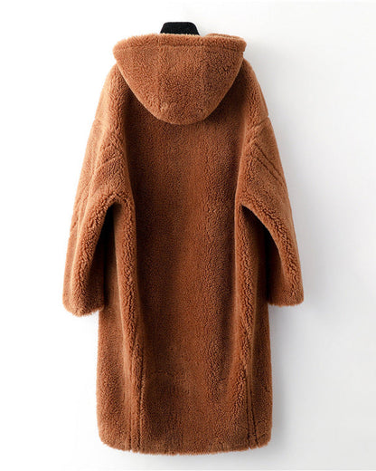 Max Mara Style Teddy Bear Icon 100% Wool&Cashmere Coat–Brown with Hood