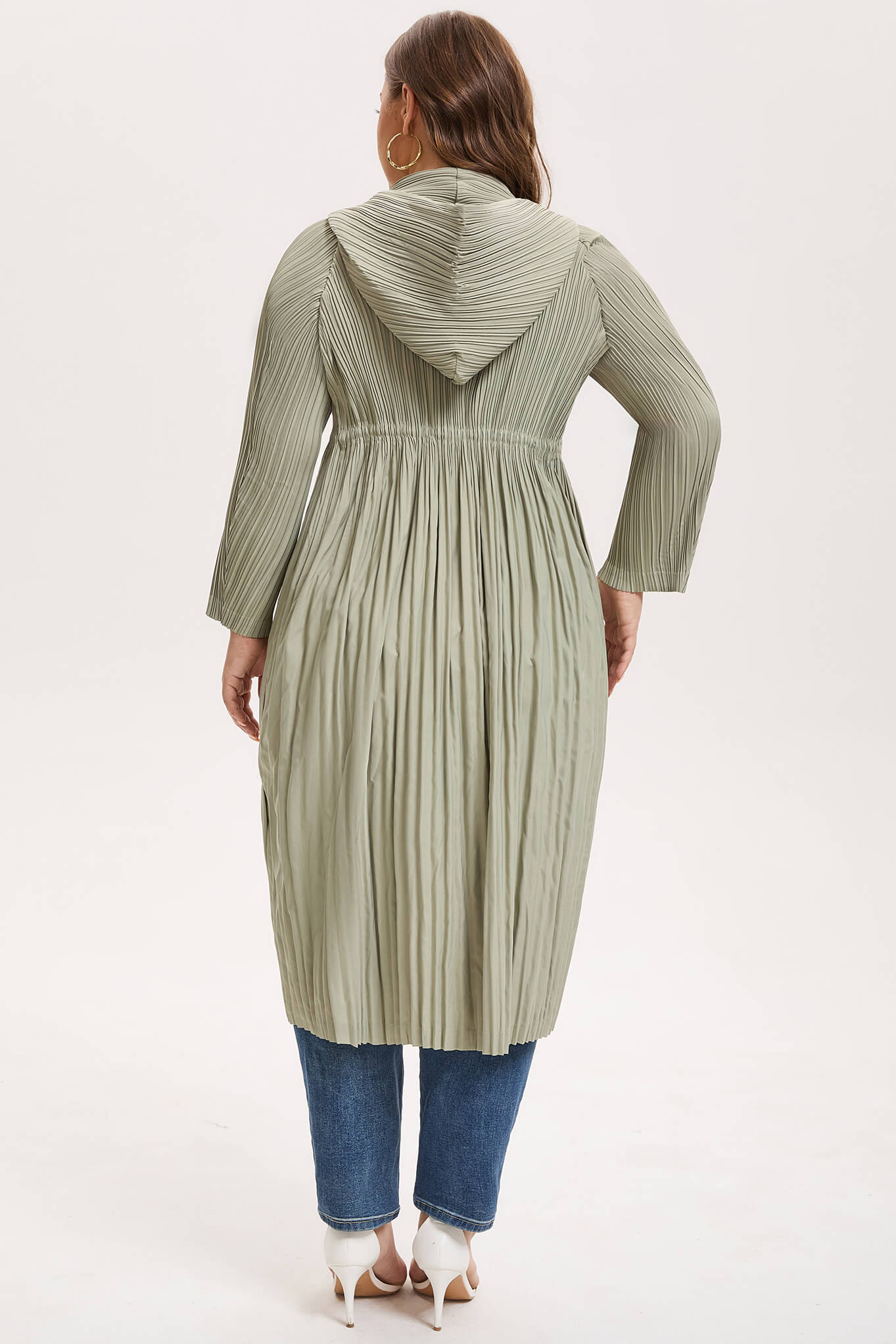 Women's Japanese Pleated Hooded Trench Coat –Lightweight long fit for all body shapes