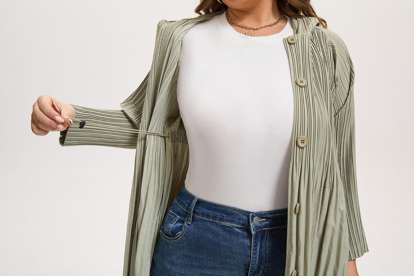 Women's Japanese Pleated Hooded Trench Coat –Lightweight long fit for all body shapes